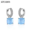 Gems Beauty Natural Blue Quartz earrings 925 Sterling Silver Solitaire Eardrop Eardrop Anniversary Fine Jewelry for Women 240311