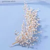 Tiaras Bridal Luxury Full Pearls Crystal Glod Color Headbands For Bride Women Tiaras Hair Vines Bands Handmade Wedding Hair Accessories Y240320