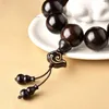 Strand Black Sandalwood Branslet Branslet Talerz grający drewniany skrypt okrągłe koraliki Buddha Ebony