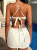 Traje de baño para mujer 3 piezas de 2024 Bikini vinculado con anillo y traje de baño para esquiar en la playa Traje de baño sexy para mujer Traje de baño para mujer J240319