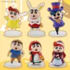 액션 장난감 그림 6pcs New Crayon Shin-Chan Fairy Tale 시리즈 Kawaii 만화 Q 버전 액션 그림 PVC 모델 장난 자동차 장식용 액세서리 선물 선물 L240320