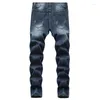 Jeans pour hommes 2024 Hommes Printemps Automne Mode Camouflage Patchwork Slim Fit Bleu Hommes Pantalon Denim Casual Pantalones De Hombre