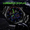 Wristwatches Fashion Mens Watches Luxury Men Business Stainless Steel Quartz Wrist Watch Man Casual Leather Watch Luminous Clock 24319