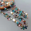 Yygem Natural Cultured Freshwater White Rice Pearl Multi Color Top-drild Teardrop Crystal Long Necklace 49 240305