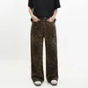 Jeans pour femmes Tan Leopard Pantalon de denim féminin surdimension