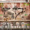 Wallpapers personalizar europeu retro prancha de madeira abstrato floresta pássaro restaurante bar parede personalizado grande mural verde papel de parede