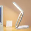 Lampade da tavolo Mini lampada pieghevole leggera ricaricabile Scrivania a LED ad alta luminosità con funzione dimmerabile continua 3 colori per la lettura