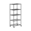 OVICAR Shelf with Wheels - Adjustable 5 Tiers Mesh Wire Sheing Unit, Metal Standing Storage Rack for Kitchen Pantry Closet Bathroom Laundry Garage Tool