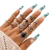 50 teile/los Großhandel Böhmen Vintage Frauen Finger Ringe für Party Schwarz Acryl Emaille Persönlichkeit Schmuck Liebe Bar Schlange Blume 240312