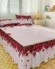 Gonna da letto Copriletto elastico con fiore di rosa rossa con federe Coprimaterasso protettore Set di biancheria da letto