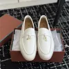 Dames zomerwandeling suède afdrukken casual schoenen Loro Piano Man Tasman loafers platte hak jurk schoen luxe lederen sneakers zwarte designer mocassin slip op rubber S355