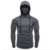 Herr t-skjortor fitness kostym perifera hoodie hooded långärmad t-shirt avslappnad fast färg mångsidig