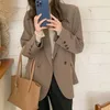 Damenanzüge Insozkdg Blazer Frauen Zweireihiger loser Blazer Bürodame Klassischer Mantel Grundlegende Anzugjacke Weibliches schickes Outwear-Outfit