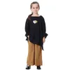 Ethnic Clothing Two Pieces Children Girls Outfits Muslim Islamic Abaya Kaftan Sets Casual Pullover Tops Pants Kids Ramadan Clothes