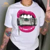Lábios imprimir camisetas para mulher moda clube sexy lábio t camisa beijo engraçado verão manga curta gráfico camiseta feminina