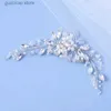 Tiaras Silver Color Pearl Crystal Wedding Hair CombsBrides hair accessories for women Brid hair comb Pearl comb wedding headdress Y240320