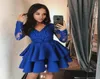 2019 Royal Blue Short Cocktail Party Dresses With tiered Satin skirt custom MAde homecoming Dresses Cheap6090177