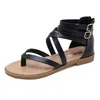 Nieuwe Romeinse stijl sandalen hak schoenen zomer sandaal zwarte slippers voor dames 240228