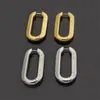 Orecchini di design da donna europei di lusso ad anello orecchini di moda classica rettangolo in acciaio inossidabile gioielli placcati in oro 18 carati