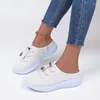 Sapatos casuais 2024 verão moda feminina all-match temperamento respirável cor sólida simples rendas malha sapatos de mujer