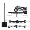 Cruise Motorcycle Weathervane Silhouette Art Black Metal Wind Vanes Outdoors Decorations Garden For Roof Yard Building 240314