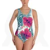 Maillots de bain une pièce imprimé fleuri corps fermé grande taille maillots de bain femme natation