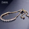 Link bransoletki Zakol moda sześcienna cyrkonia Bieczenia dla kobiet białe okrągłe kryształowy regulowany bransoletka biżuteria ślubna