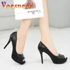 Kleid Schuhe Mode Gewebte Vamp High Heels Wasserdichte Plattform Atmungsaktive Fisch Mund Einzelne 10CM Büro Casual Pumps Frauen Neue handgemachte H240325