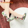 Klänningskor Fashion Print High Heels New 2023 Pointed Toe Party Women 16cm stora storlekar Metal Stiletto Pumpar Nightclub Zapatos de Jer H24032501