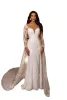 Guida da sposa sirena in pizzo splendide abiti da sposa sirena della gonna staccabile sexy senza schienale con bottoni Appliques perline a cuore abiti da sposa Dubai Arabo Custom BC15467