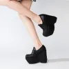 Boots Top Quality Women Pumps Brand Wedges High Heels Platform Black White Dress Party Office Lady Shoes Woman Pumps Plus Size 3442