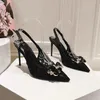 Designer Sandals Heels Women's Dress Shoes Lace Edge Brand 10cm 6,5 cm Bow Fashion Elegant Women's Fashion House Party Wedding Comfort Shoes White Black Sizes 35-42