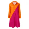 Casual Dresses for Women 2024 Plus Size Lapel Dress Button Kne Längd Matchande Blomma Print Löst formellt tillfälle