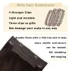 Extensões clipe em extensões de cabelo humano 100% real linha de peixe pedaços de cabelo brasileiro trama padrão em linha reta cor macia #2 macio para mulher