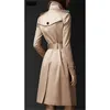 Trench coat feminino 2024 outono cáqui preto e vinho vermelho S-2XL duplo breasted longo fino blusão feminino 240306