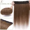 Extensions Tess Clip in Human Hair Extensions 100% Natural Extension Hair Clip 3/4 Full Head Hairpiece 4060g 10 "24" Klipp i naturligt hår