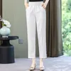 Kvinnor Pants Summer Cotton Linen For Women Bottoms 2024 Elegant Classic Elastic midja Harem Woman High midja Byxor A81