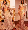 2022 Plus Size Arabic Aso Ebi Mermaid Luxurious Gold Prom Dresses Beaded Crystals Evening Formal Party Second Reception Födelsedag E9437075