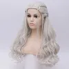 Peruki włosy syntetyczne włosy Daenerys targaryen peruki srebrne długi plonowany kostium cosplay królowa lolita peruka dla kobiet