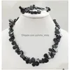 Earrings Necklace Set Womans Black Coral Bracelets 18 Drop Delivery Jewelry Sets Dhgvi