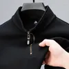 Men's T Shirts 2024 Autumn Winter Long Sleeved T-Shirt Stand Up Collar Thickened Versatile Casual Solid Color Half Zippered Base