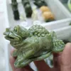 Decorative Figurines Wholesale Natural Green Jade Gold Toad Carvings Rock Crystal Figurine For Decoration