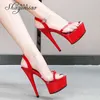 Robe chaussures Stripper pôle talon marque de luxe femme sandales femmes été talons hauts plate-forme rouge mariage mariée croix ceinture H240321JP4NA214