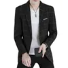 Moda erkek gündelik iş ekose ince fit resmi elbise blazers ceket takımlık 240304