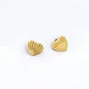 Partihandel prom smycken (3Pair/Lot) Titanium Steel Gold Color Wave Big Heart Stud Earring för kvinnor