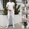 Men's Tracksuits Summer Breathable Short Sleeve Long Pants Two Piece Suit Cool Suits For Men Size Dress Jackets