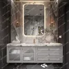 Robinets d'évier de salle de bains, lavabo en bois massif, armoire combinée plaque de pierre, lavabo entier sans couture