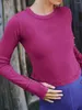 Kvinnors T -skjortor Kvinnor Fall Casual Slim Fit Basic Crop Tops Solid Color Long Sleeve Crew Neck Pullover Tight Tee Streetwear