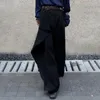 Herrbyxor herr kinesisk stil veckad skarvning dubbelskikt oregelbundna fast färg culottes könslös mode trend avslappnad bred ben