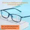 Sunglasses Blue Ray Blocking Anti-Blue Light Reading Glasses Multifocal Eye Protection Hyperopia PC Ultralight Square Eyeglasses